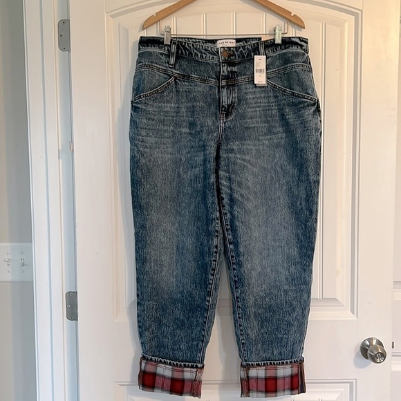 Lane Bryant Boyfriend Fit Jean With Plaid Cuff Size 14 - Picture 3 of 9